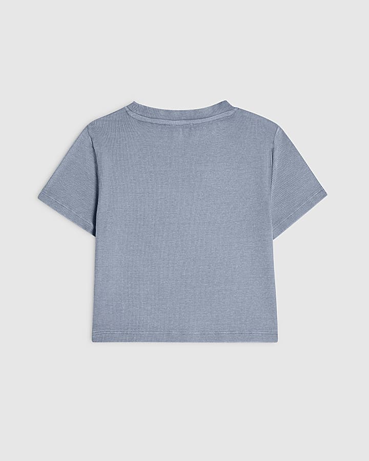 Girls Blue Scattered Embellished T-Shirt