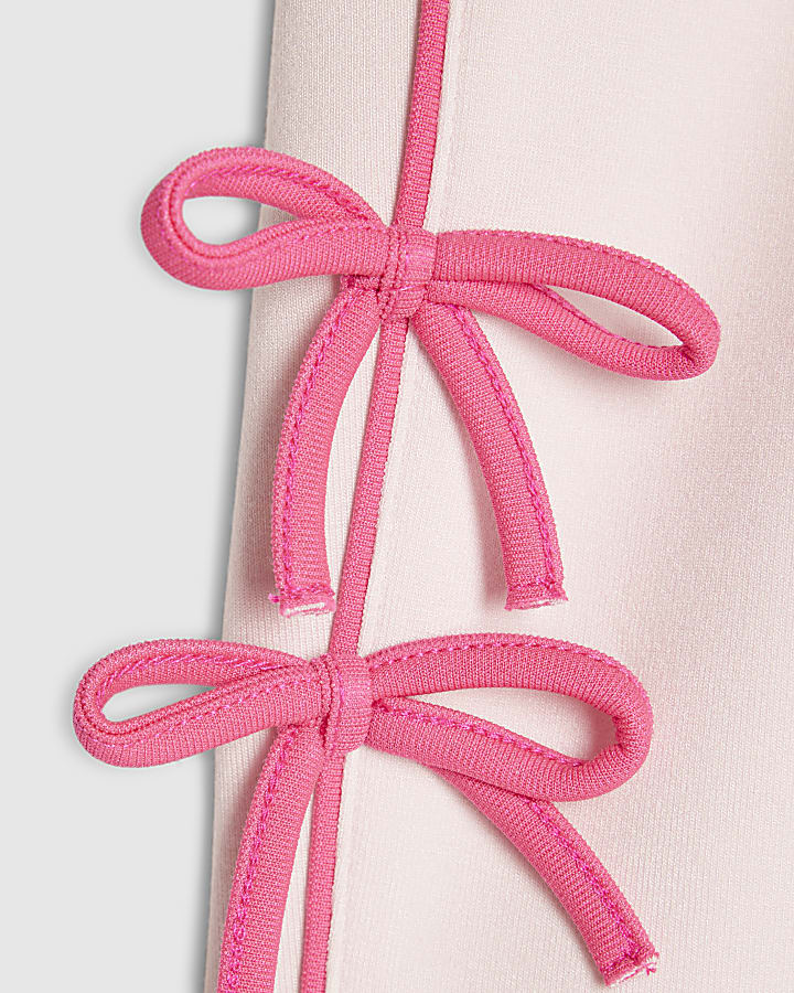 Girls Pink Side Tape Bow Shorts