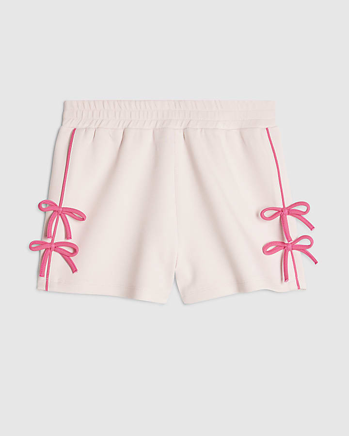 Girls Pink Side Tape Bow Shorts