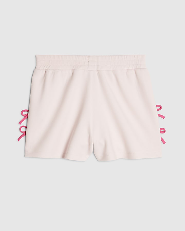 Girls Pink Side Tape Bow Shorts