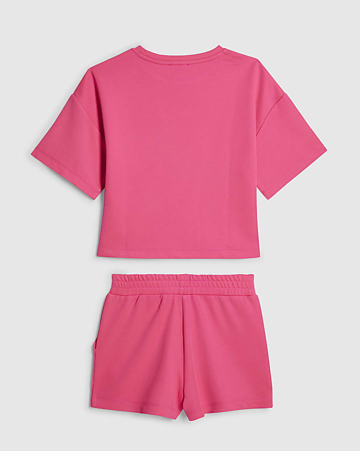 Girls Pink Premium T-Shirt  & Shorts Set