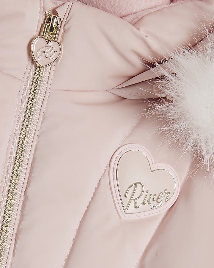 Mini Girls Pink Padded Rainmac