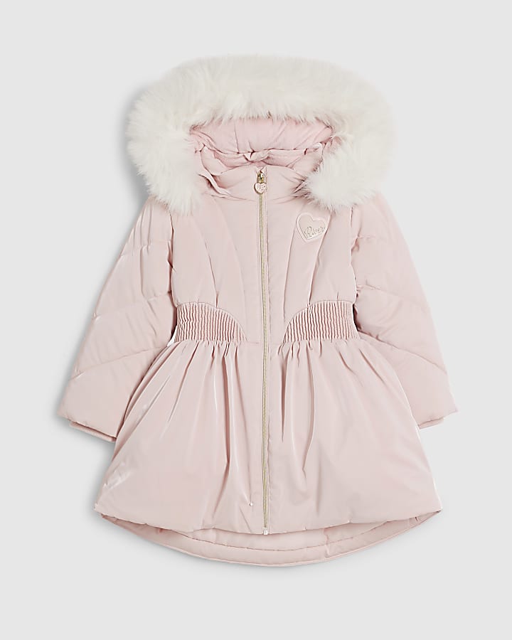 Mini Girls Pink Padded Rainmac