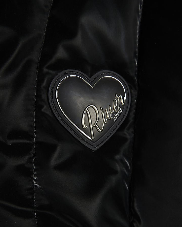 Girls Black Padded Rainmac