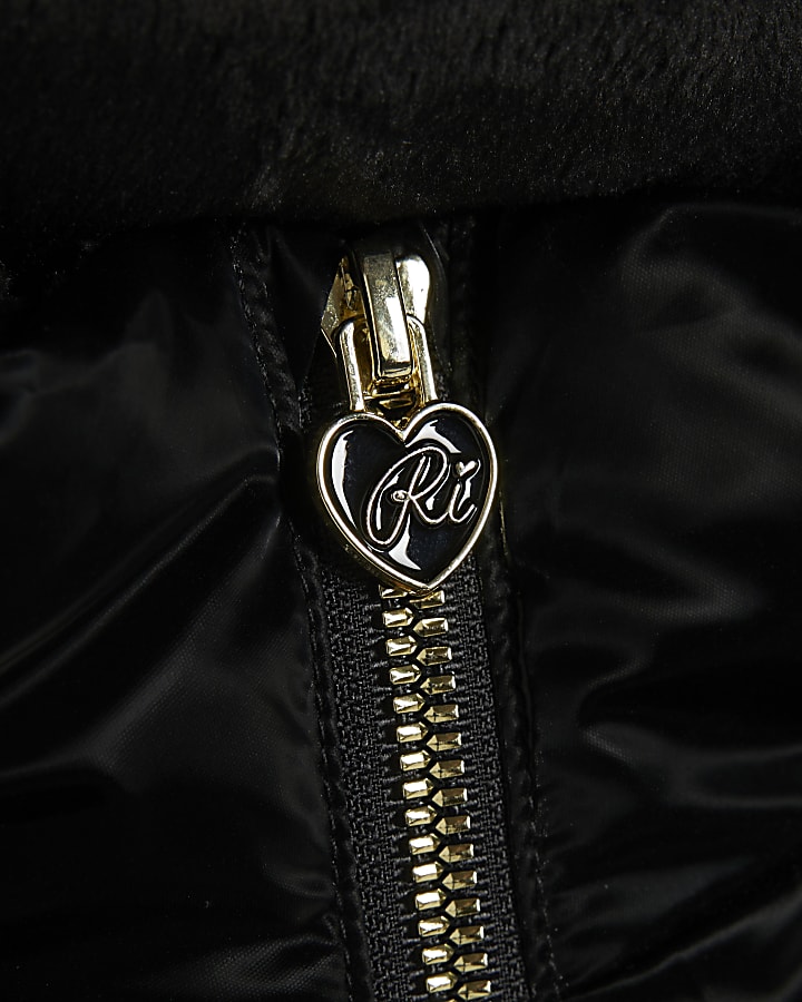 Girls Black Padded Rainmac