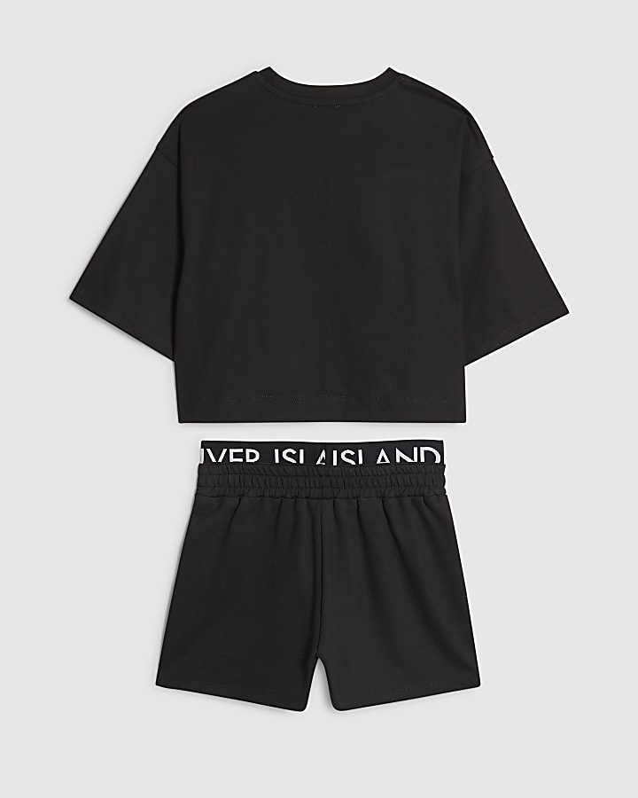 Girls Black 67 T-Shirt And Shorts Set