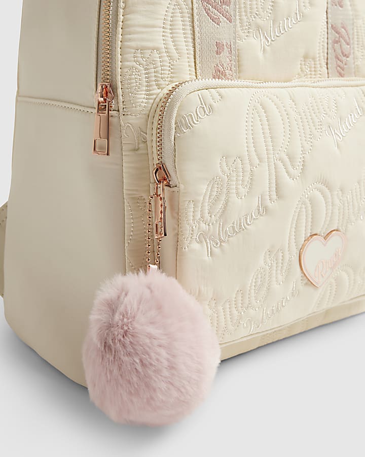 Girls Cream RI Quilted Backpack