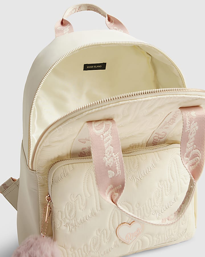 Girls Cream RI Quilted Backpack
