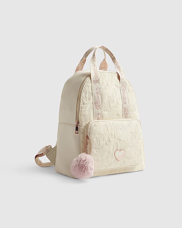 Girls Cream RI Quilted Backpack