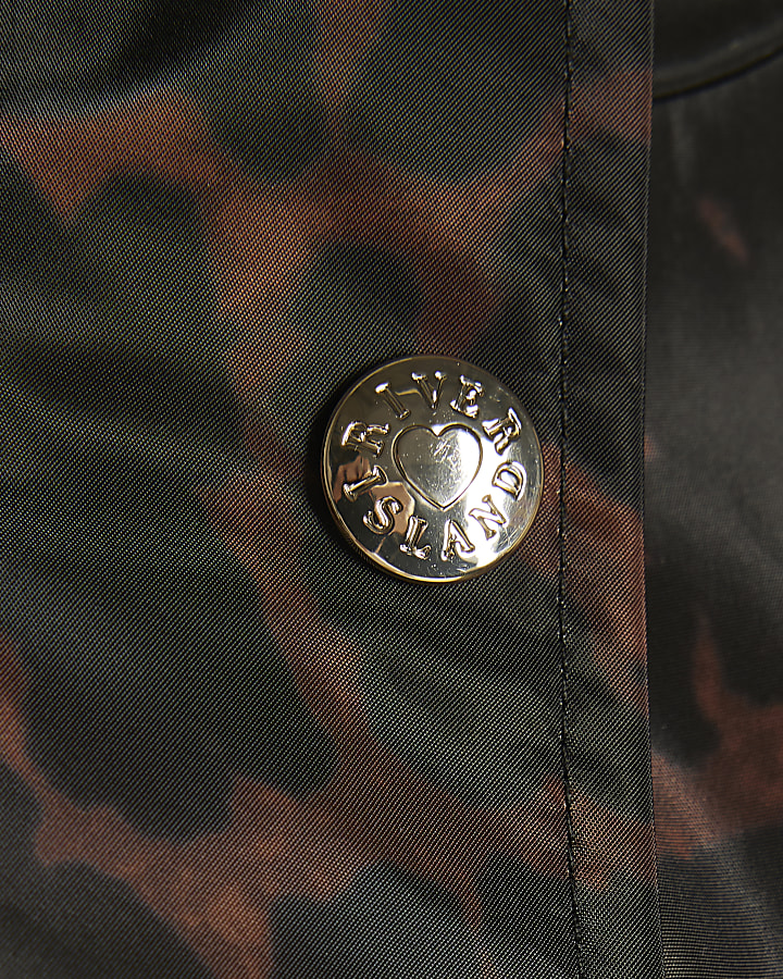 Girls Brown Leopard Print Nylon Rainmac