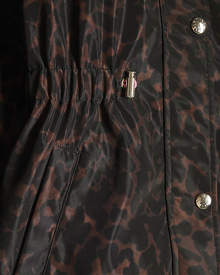 Girls Brown Leopard Print Nylon Rainmac
