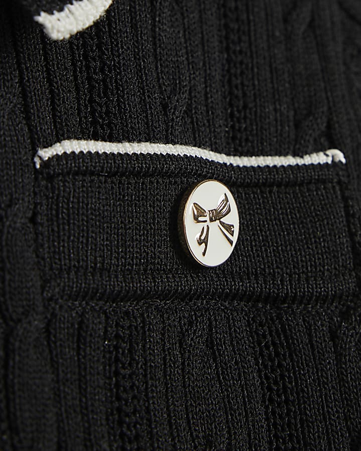 Mini Girls Black Scallop Knitted Dress