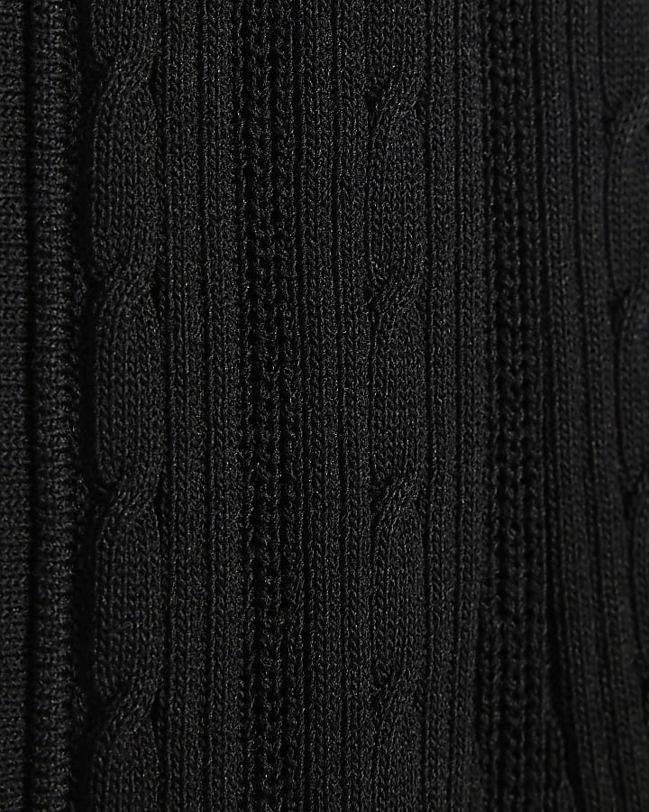 Mini Girls Black Scallop Knitted Dress