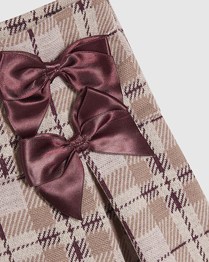 Mini Girls Pink Hybrid Check Skirt Set