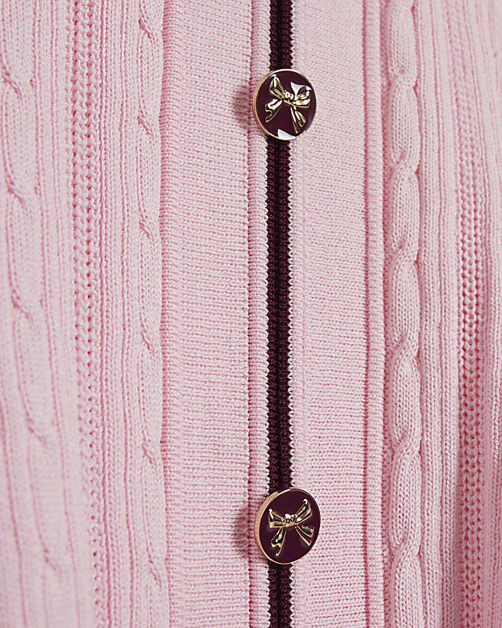 Mini Girls Pink Scallop Knitted Dress
