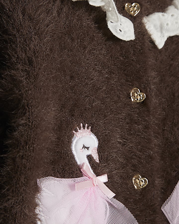Baby Girls Brown Swan Cardigan 2 Piece set