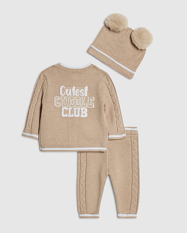 Baby Boys Beige Cutest Cuddle Club Knit Set