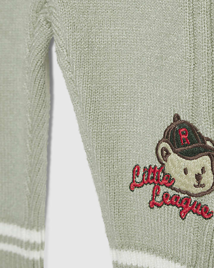 Baby Boys Khaki Cable Knitted Cardigan Set