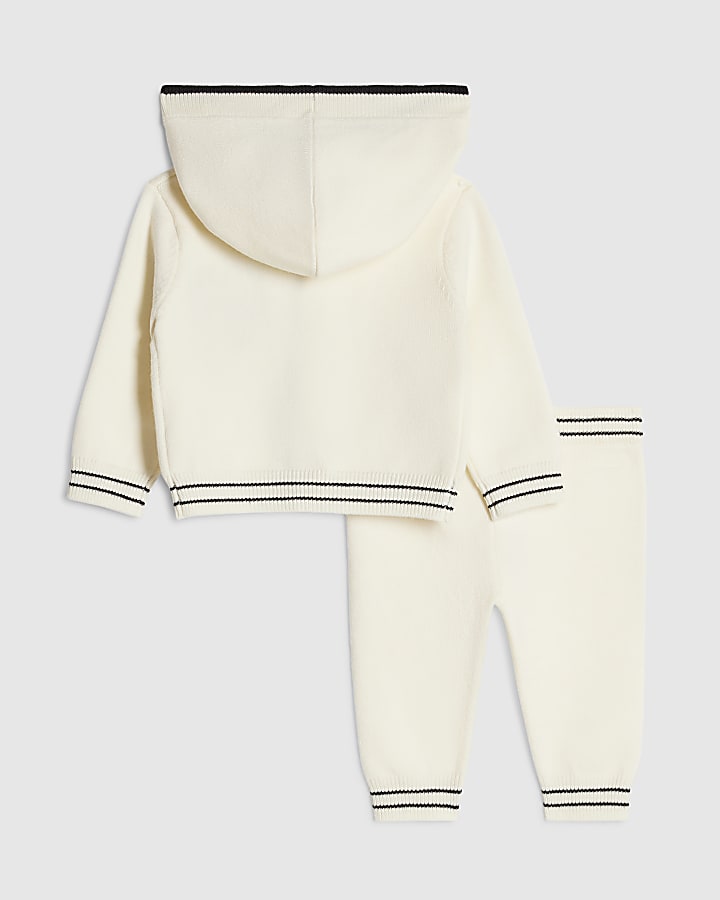 Baby Boys Cream Hooded Cardigan Set