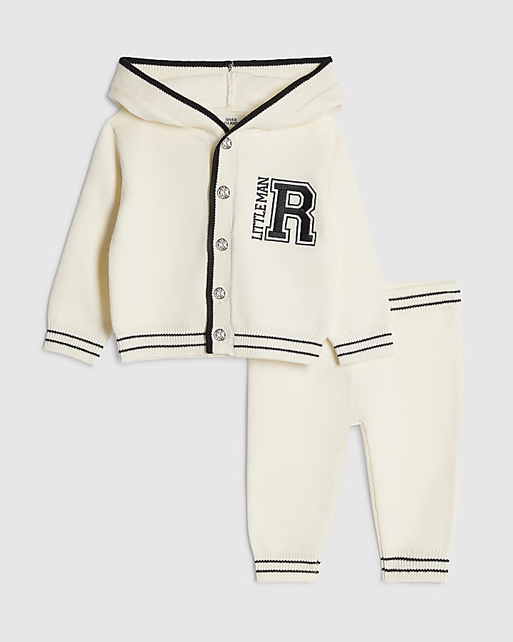 Baby Boys Cream Hooded Cardigan Set
