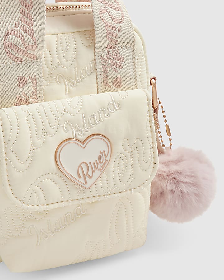 Girls Cream Top Handle RI Cross Body Bag
