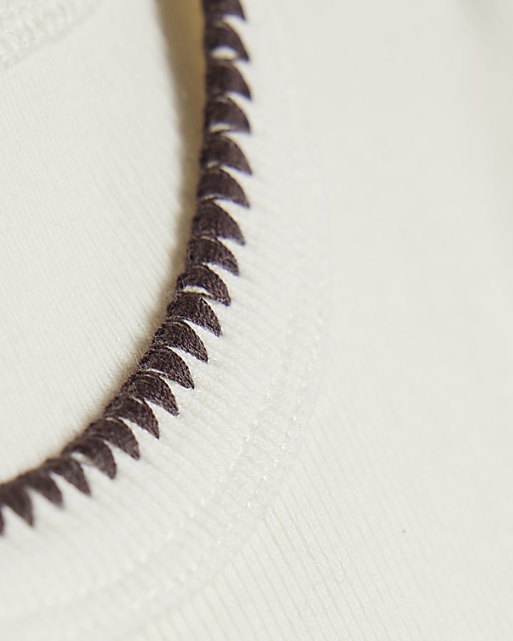Girls Cream Whipstitch T-Shirt