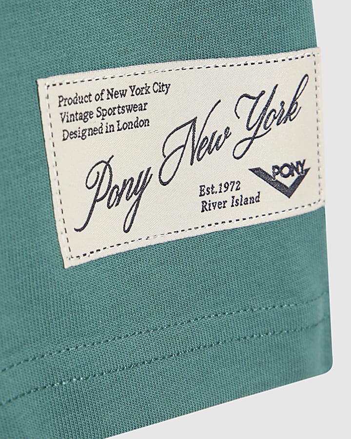 Boys Green Pony Oversized Script T-Shirt