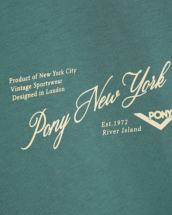 Boys Green Pony Oversized Script T-Shirt