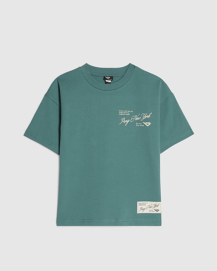 Boys Green Pony Oversized Script T-Shirt