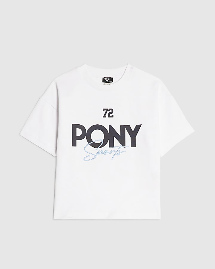 Mini Boys White Pony Oversized Logo T-Shirt
