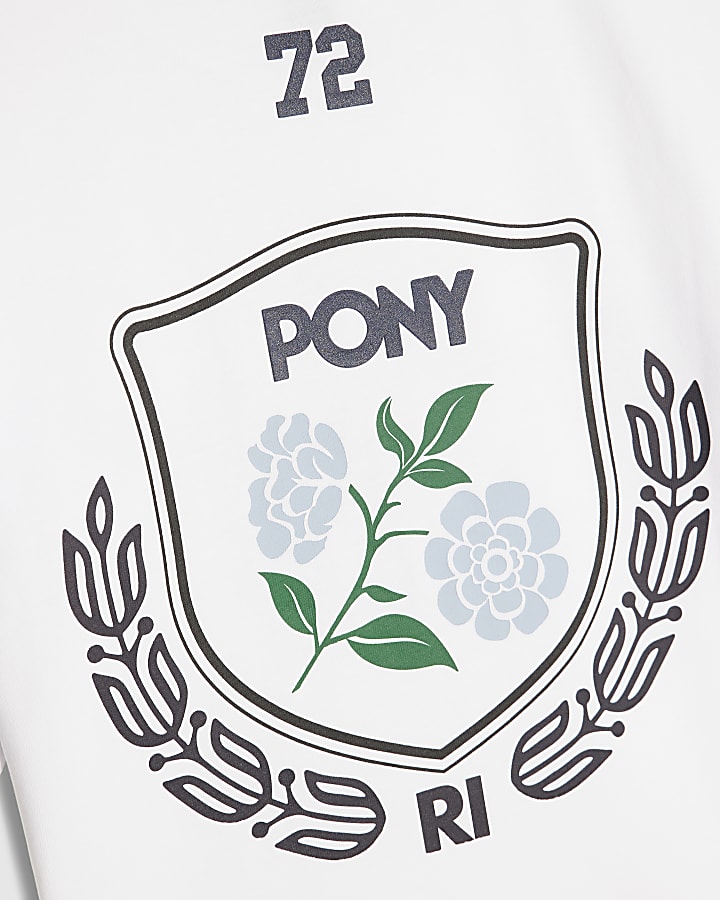 Boys White Pony Oversized Logo T-Shirt