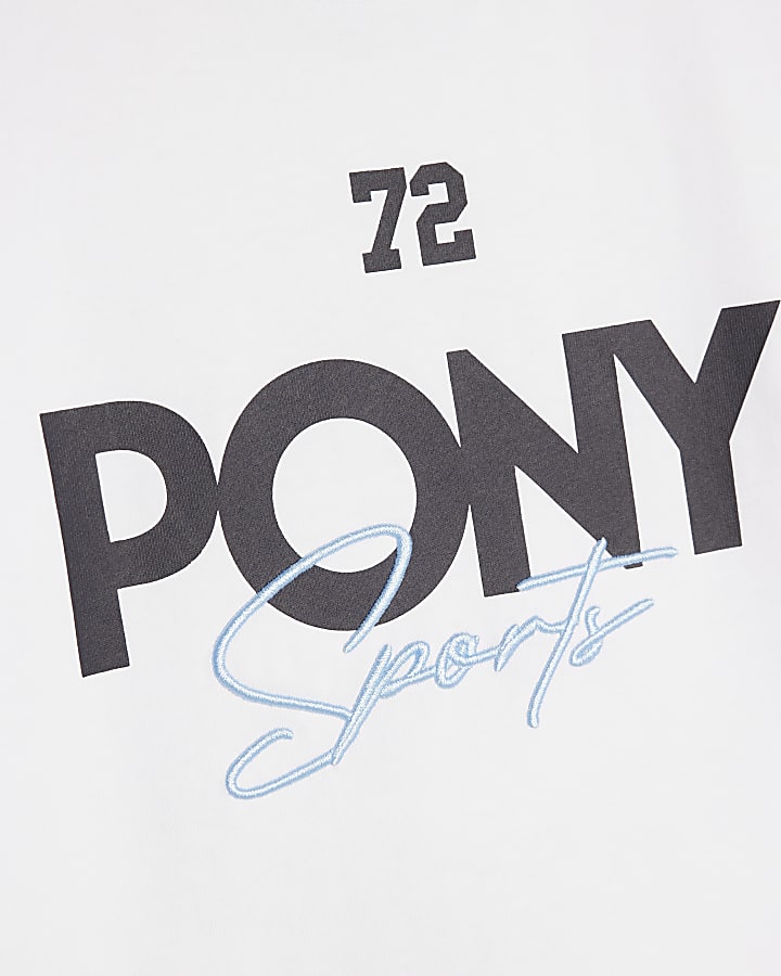 Boys White Pony Oversized Logo T-Shirt