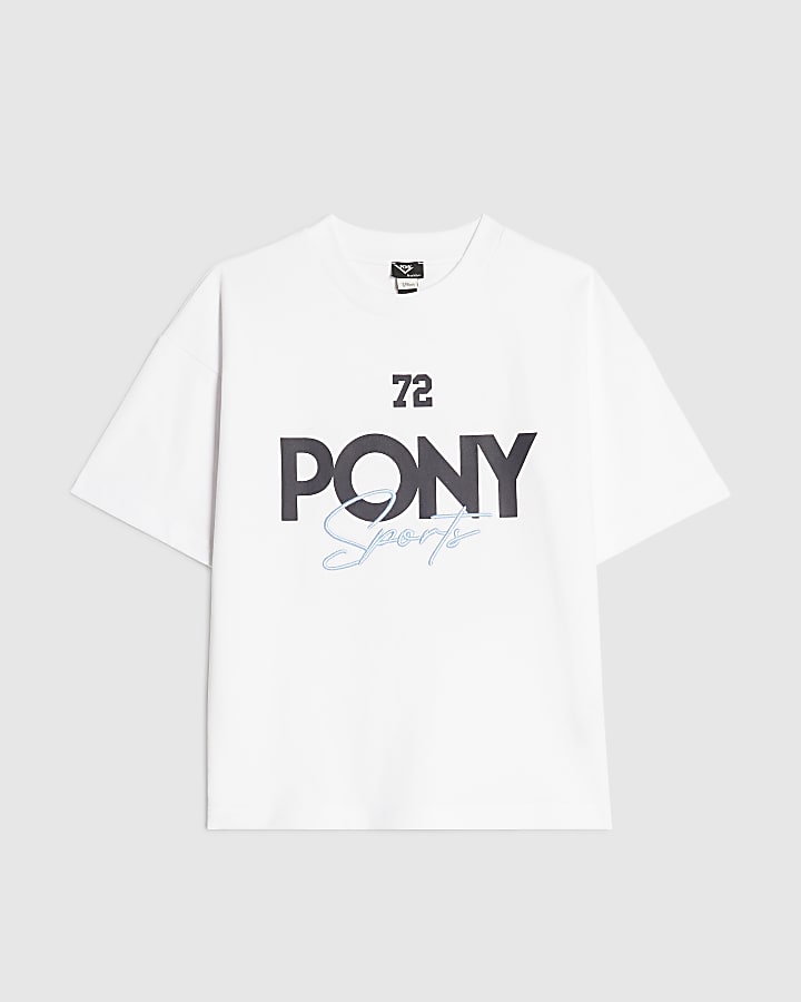 Boys White Pony Oversized Logo T-Shirt