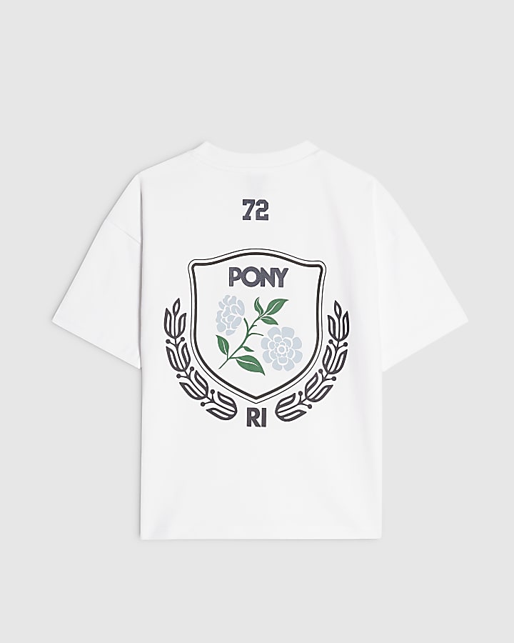 Boys White Pony Oversized Logo T-Shirt
