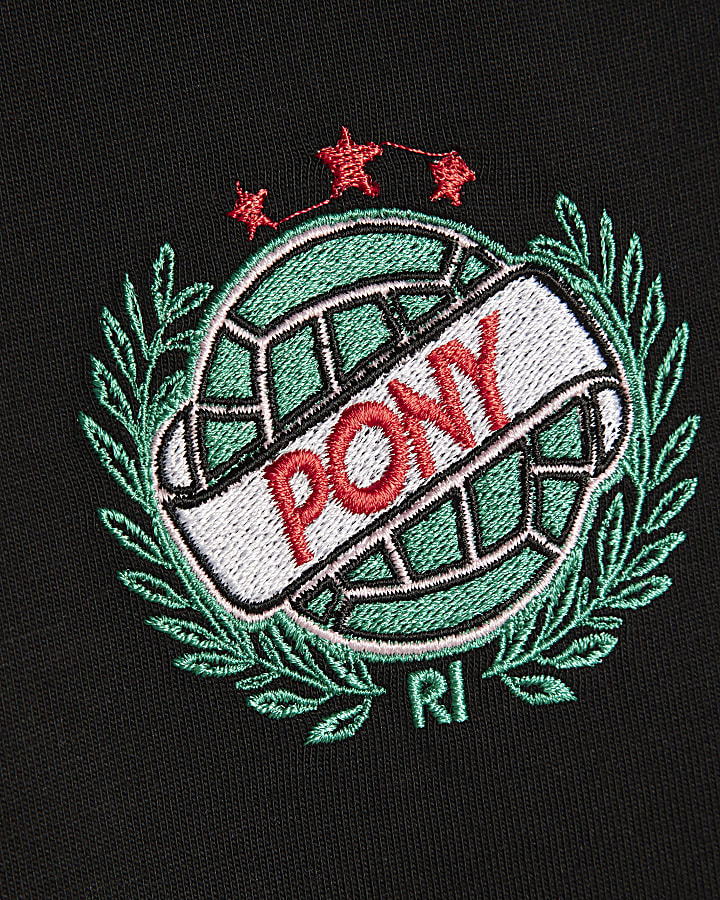 Mini Boys Black Pony Oversized Ball T-Shirt