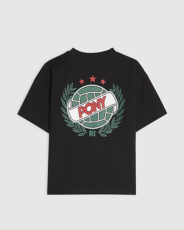 Boys Black Pony Oversized Ball T-Shirt
