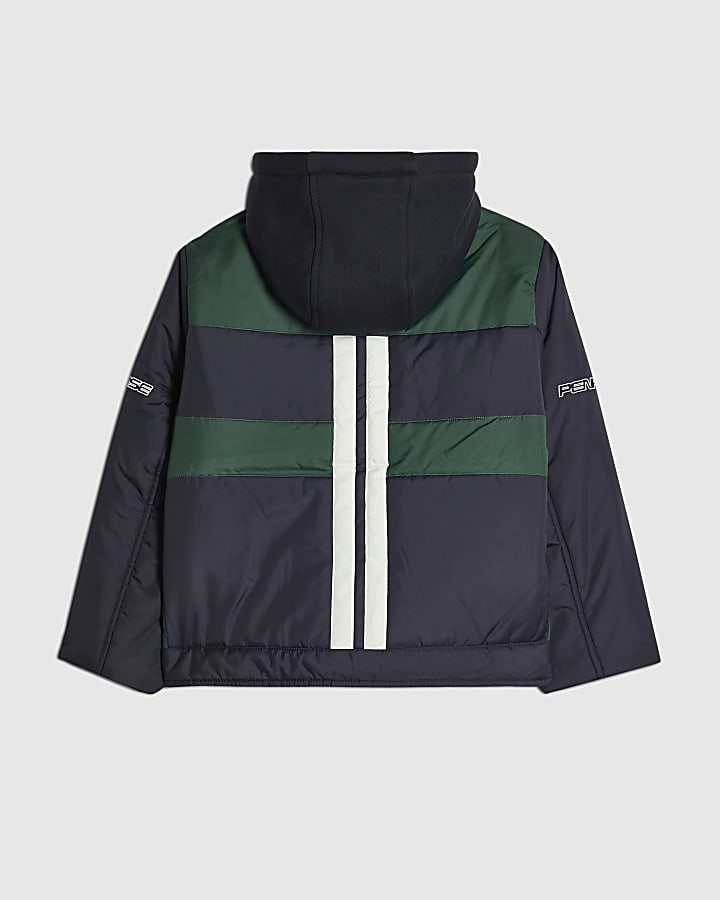Boys Navy Blocked Racer Jacket