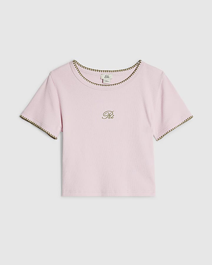 Girls Pink Whipstitch T-Shirt