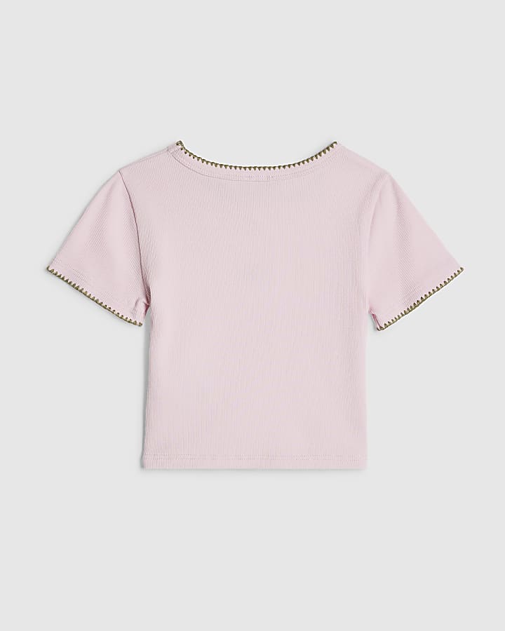 Girls Pink Whipstitch T-Shirt