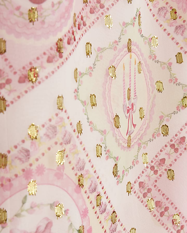 Mini Girls Pink Chiffon Top Set