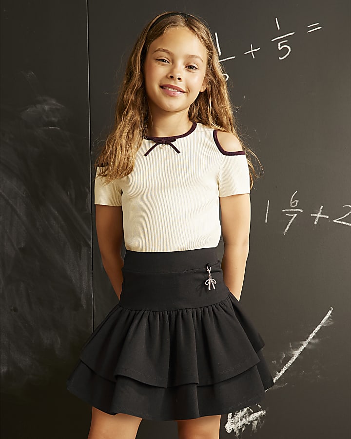 Girls Black Built In Shorts Rara Skirt