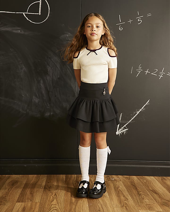 Girls Black Built In Shorts Rara Skirt