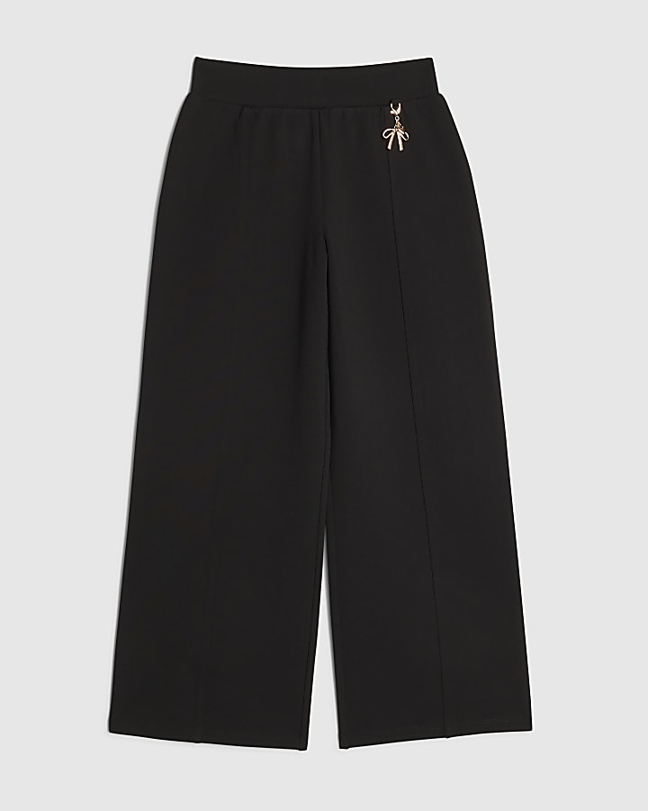 Girls Black Wide Leg Trousers