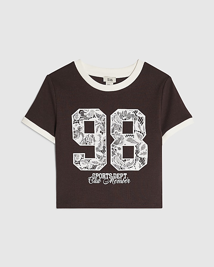 Girls Brown Lace 98 Number T-Shirt