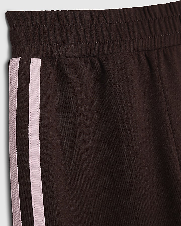 Girls Brown Side Stripe Joggers