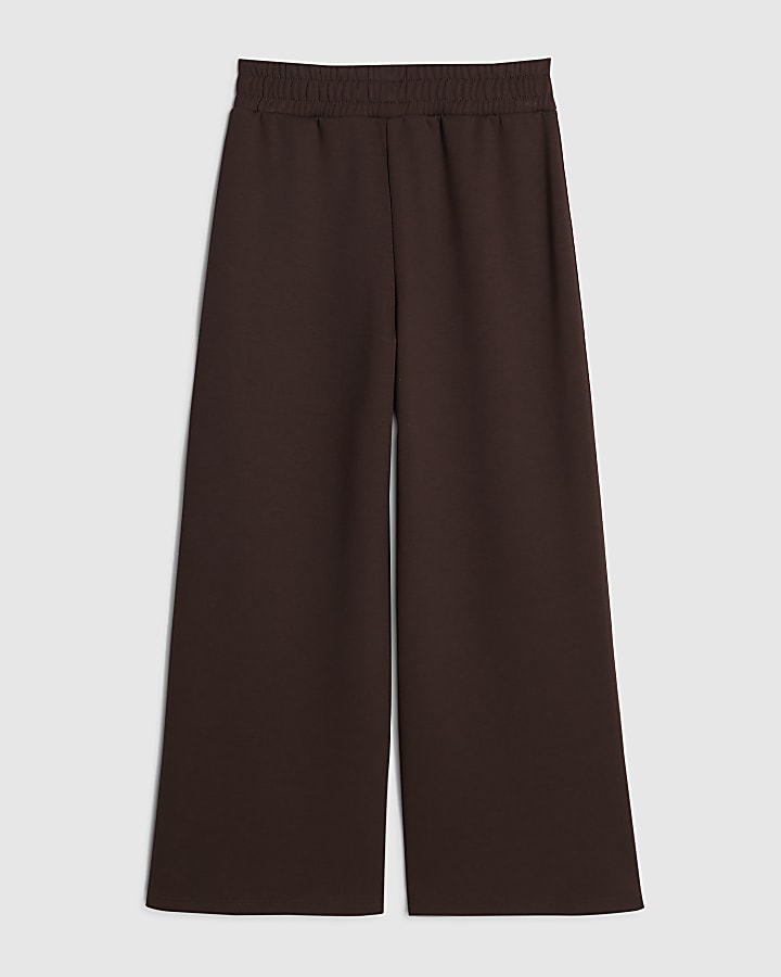 Girls Brown Side Stripe Joggers