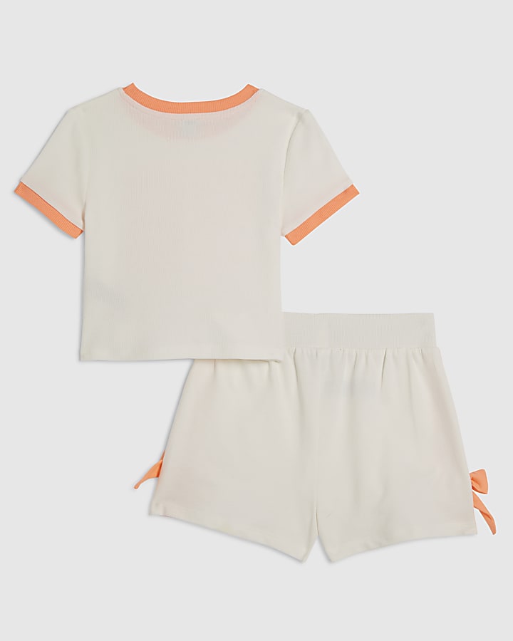 Girls Pink 98 Lace Number T-Shirt & Short Set