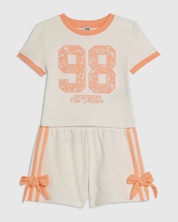 Girls Pink 98 Lace Number T-Shirt & Short Set