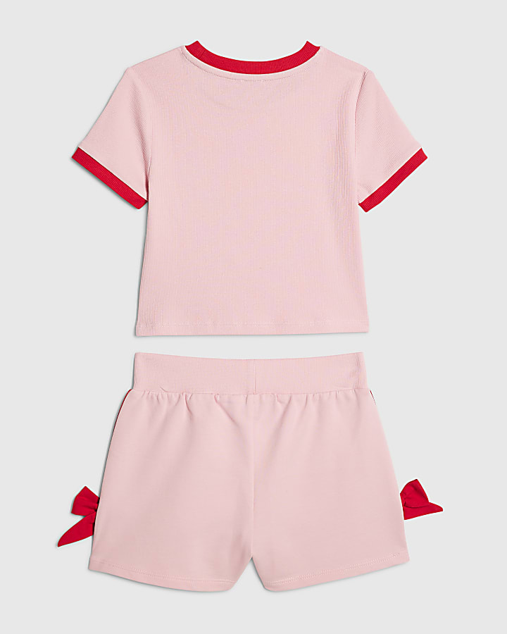 Girls Pink 98 Lace Number T-Shirt Set