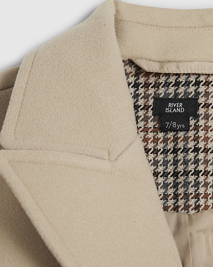 Boys Beige Double Breasted Peacoat